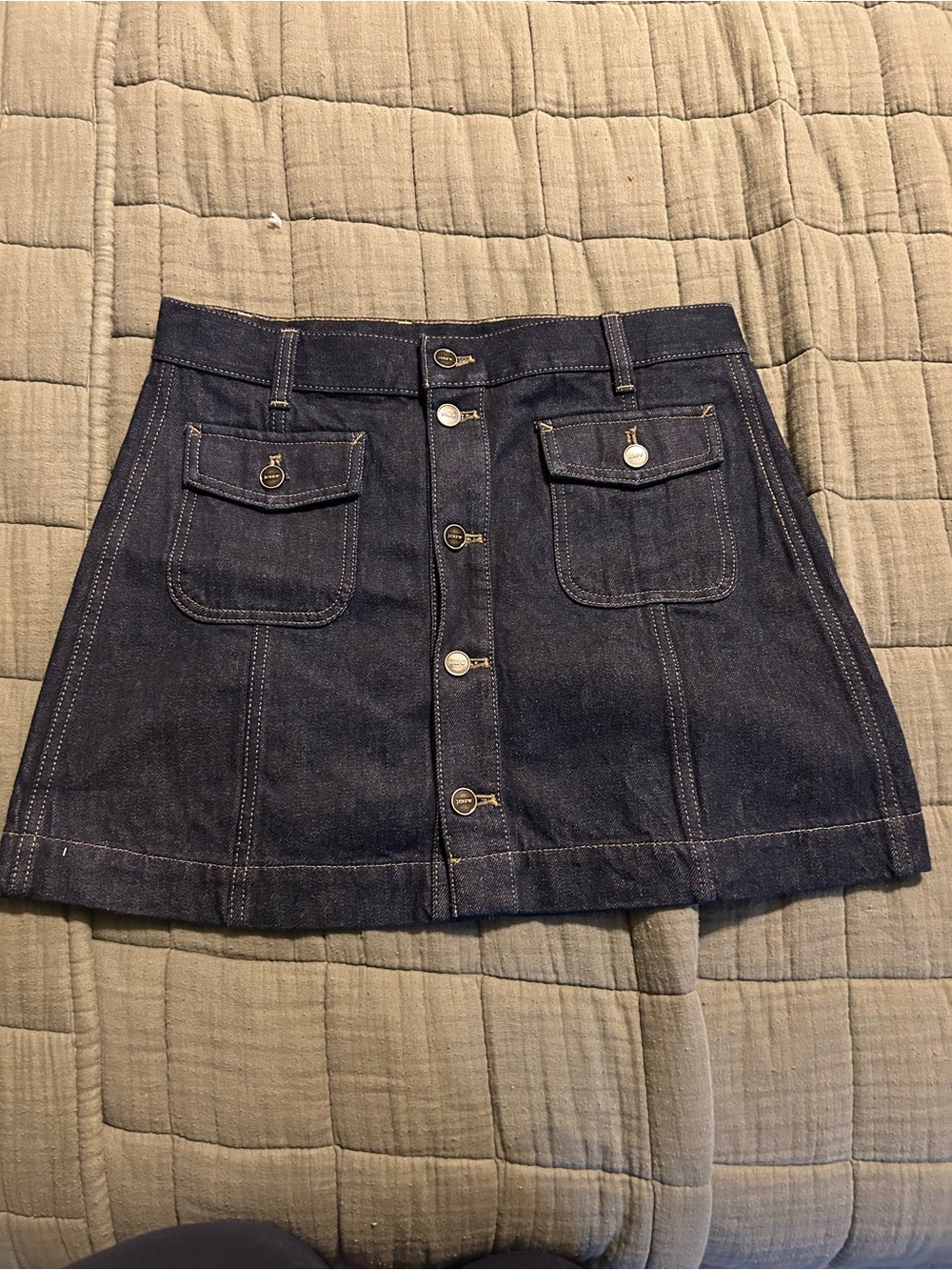 J. Crew Dark Indigo Button-Front Denim Mini Skirt - Picture 4 of 6